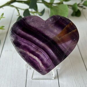 Purple Fluorite Heart Bowl NWOT